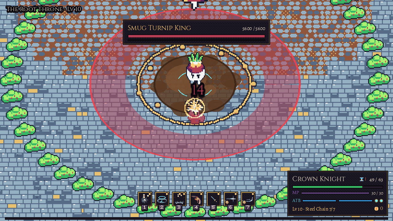 The Smug Turnip King on his dais, a red ring of Hear Ye, Hear Ye! spreading round him